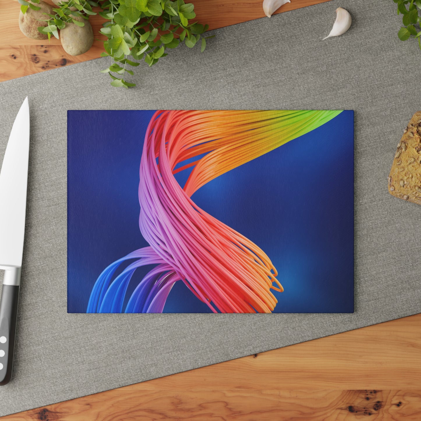 Vibrant Abstract Glass Cutting Board, Kitchen Decor, Colorful Gift, Modern Art, Cutting Surface, Housewarming Present