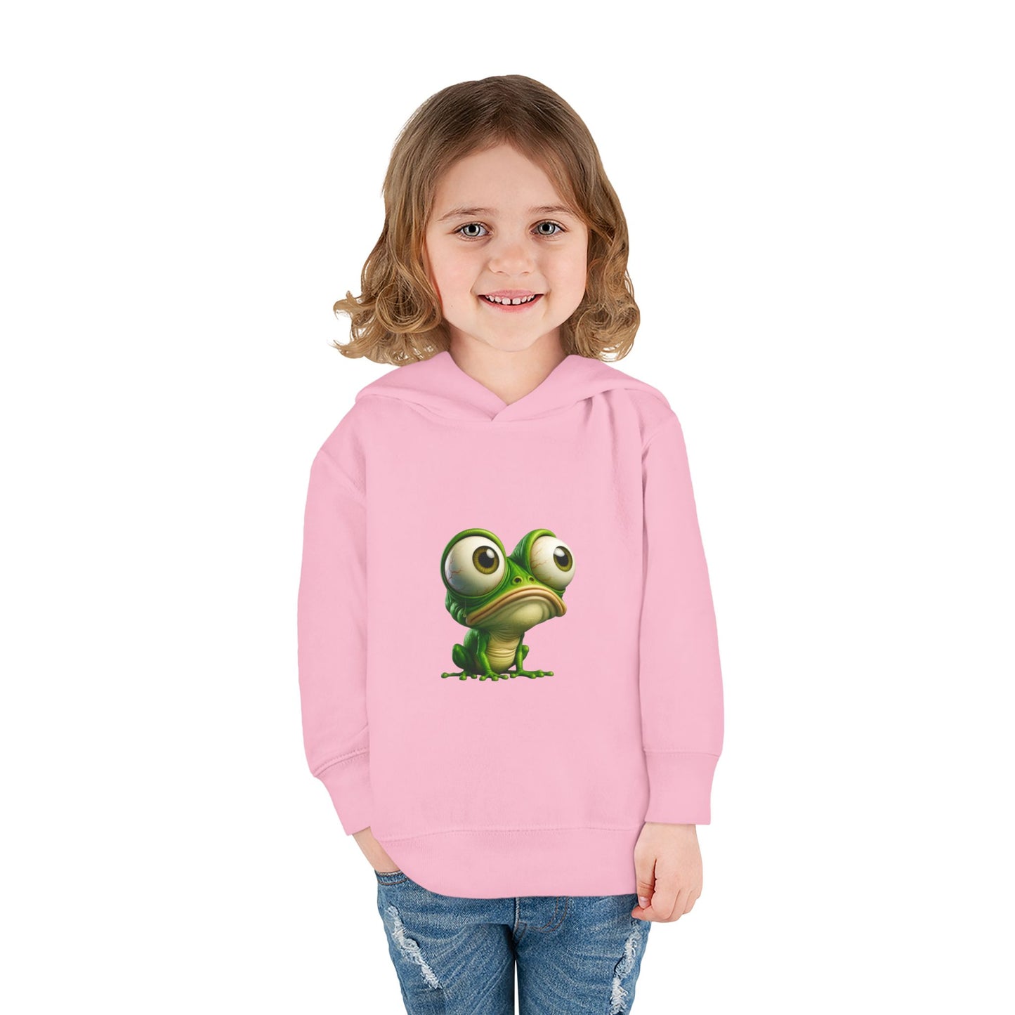 Whimsical Toddler Frog Pullover Hoodie, Cute Kids Fleece Sweater, Playful Toddler Clothing, Children's Gift, Animal Lover Apparel