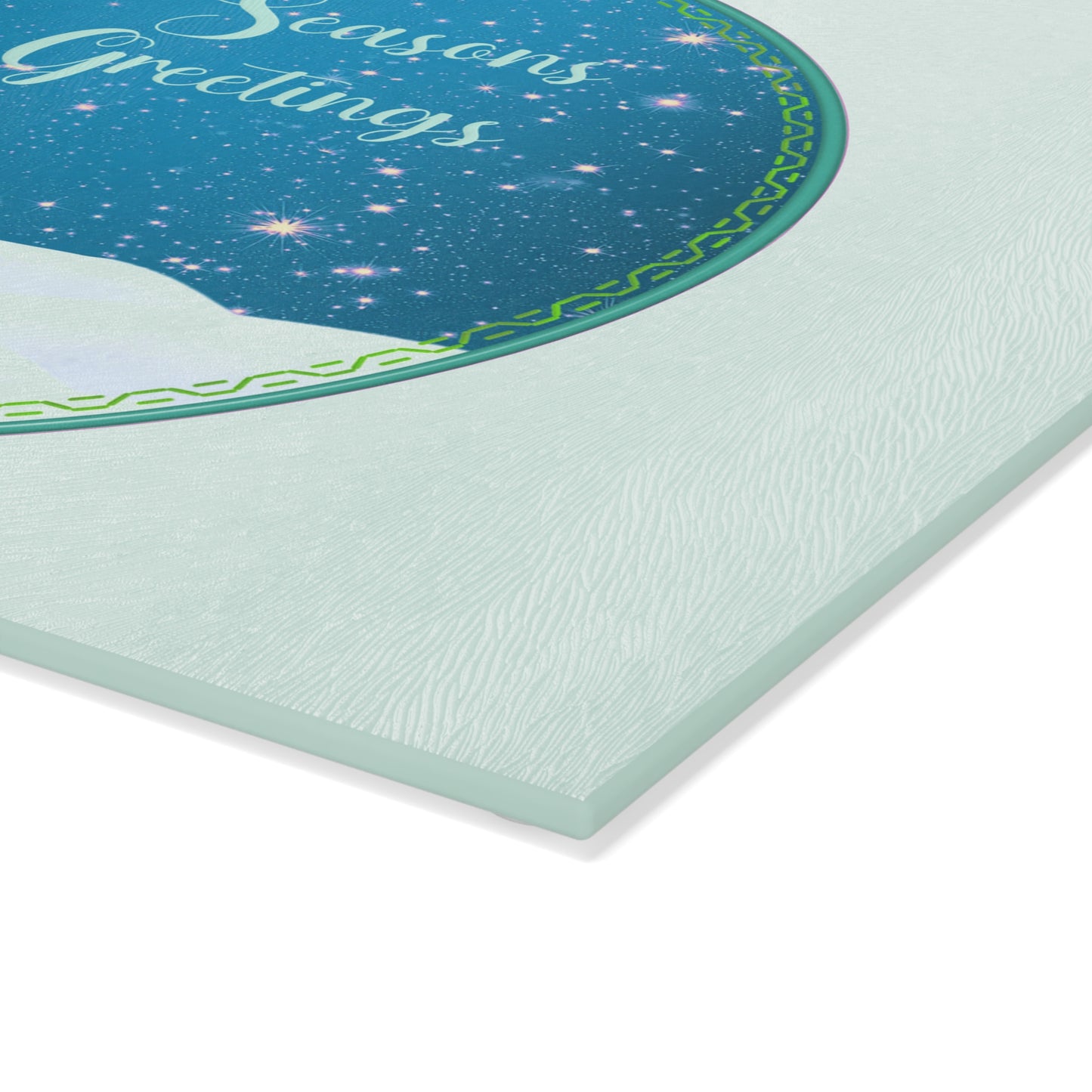 Seasons Greetings Glass Cutting Board – Festive Winter Trees Holiday Kitchen Decor