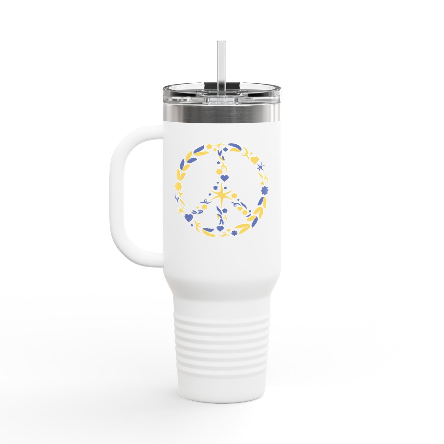 Peaceful Floral Insulated Travel Mug, 40oz | Eco-Friendly Cup for Travel, Outdoor Adventures, Gifts, Coffee Enthusiasts