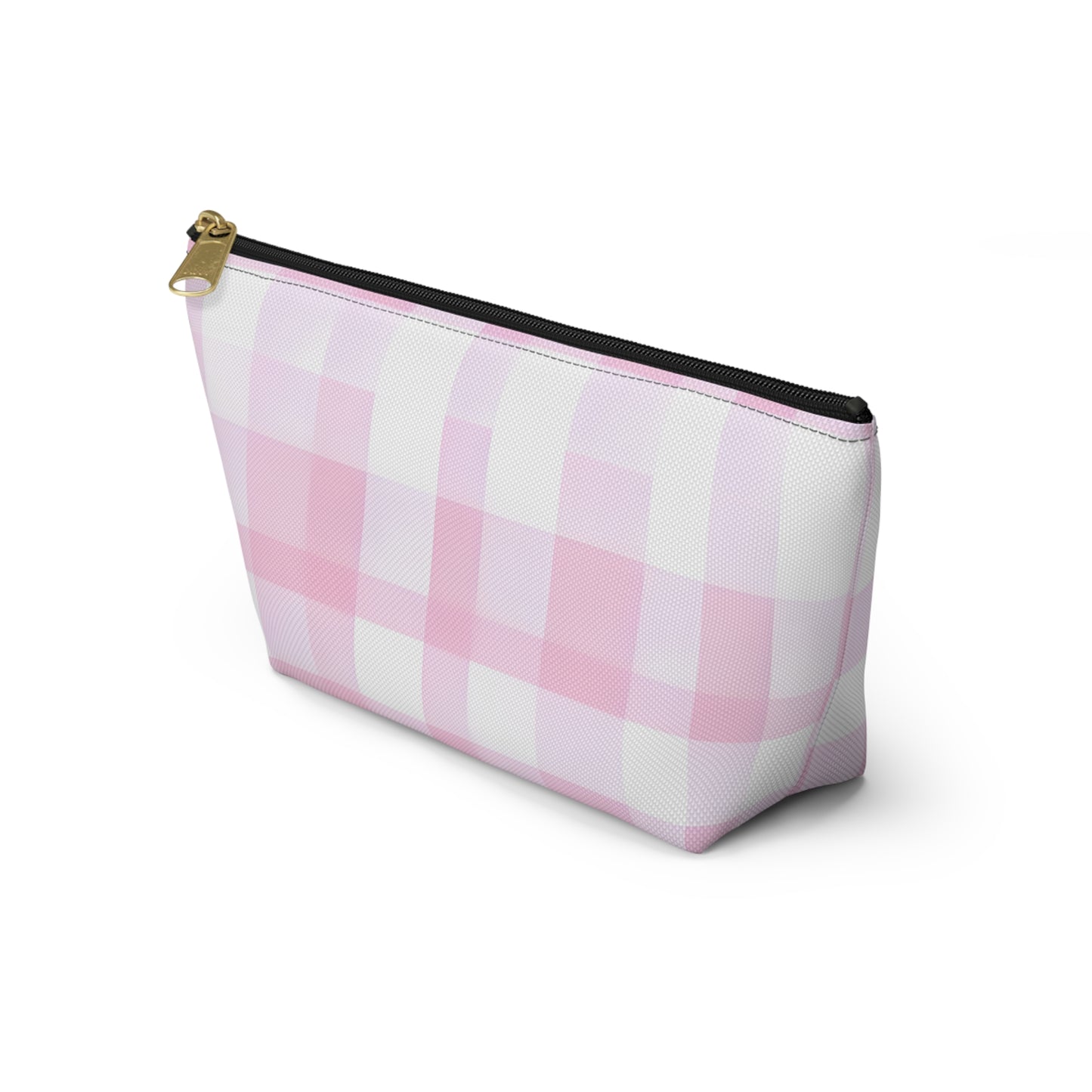 Pink Gingham Accessory Pouch — T‑Bottom Makeup & Toiletry Bag