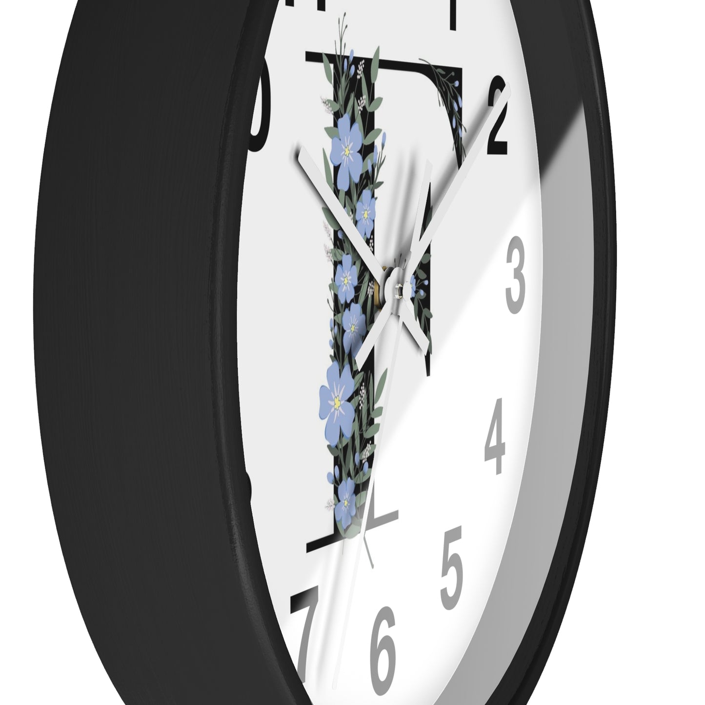 Personalized Floral Initial Wall Clock - Beautiful Home Decor, Gift for Her, Wedding, Housewarming, Mother's Day, Custom Timepiece