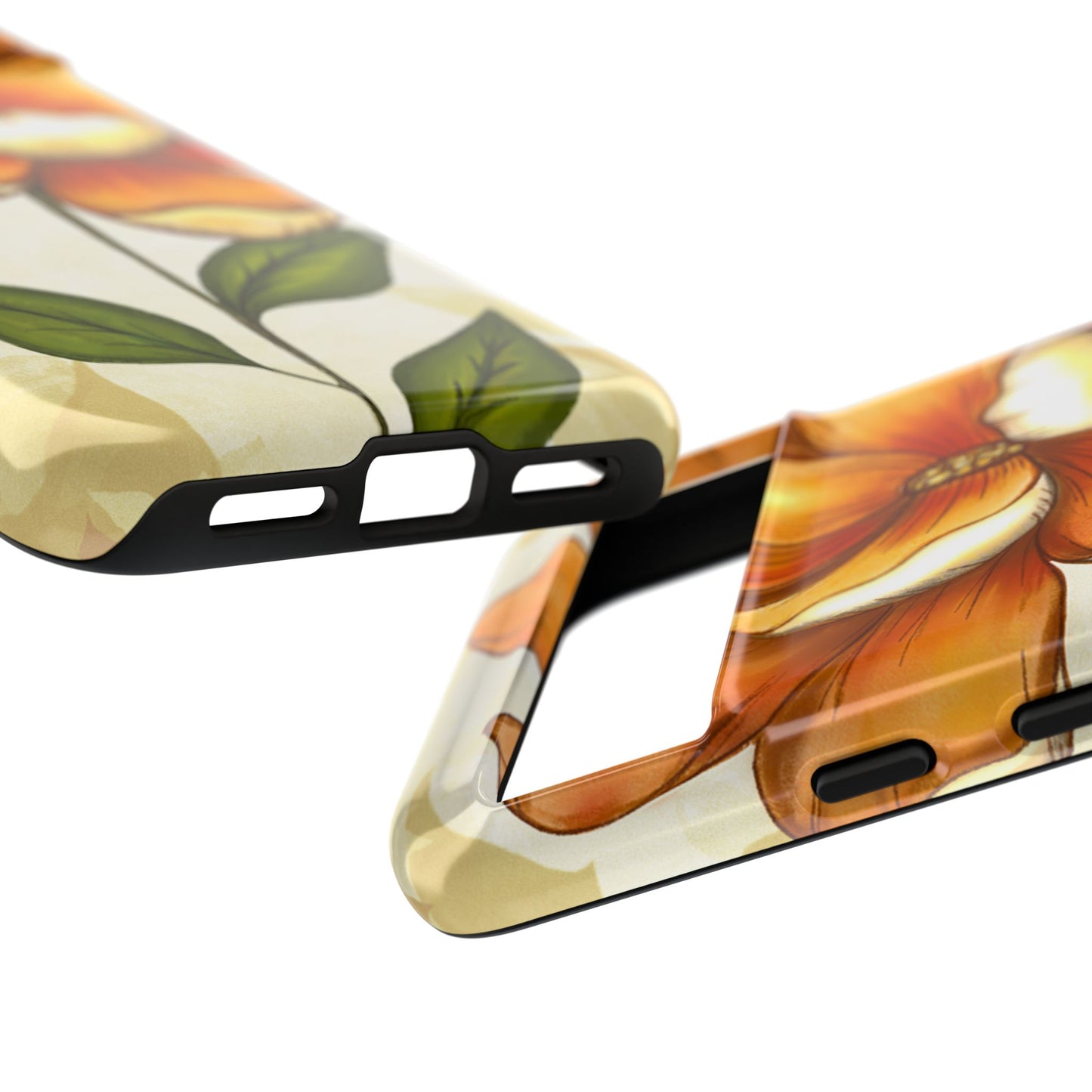 Floral Phone Case with Orange Flower Design, Tough Phone Cover, Floral Gift, Stylish Tech Accessory, Nature Lovers, Spring Vibes