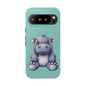 Cute Hippo Phone Case, Tough Phone Cover, Fun Animal Case, Gift for Kids, Cute Decor, Birthday Present