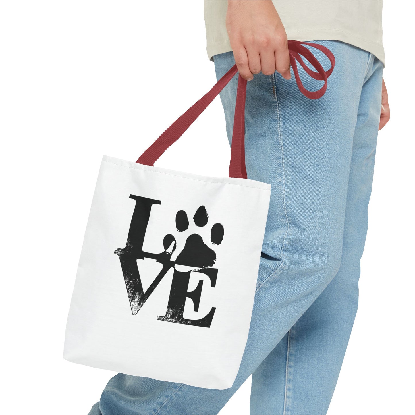 Love Paw Print Tote Bag, Pet Lover's Gift, Eco-Friendly Shopping Bag, Animal Rescue Fundraiser, Personalized Pet Tote