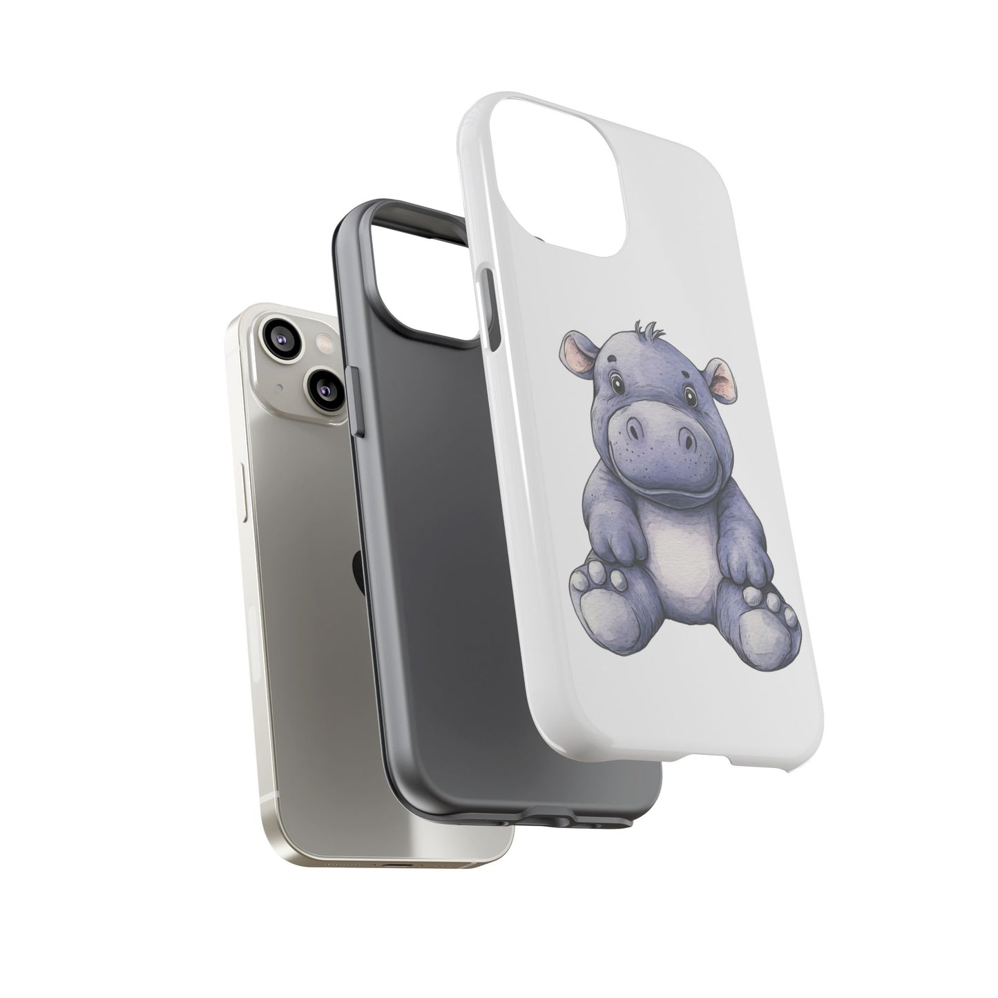 Cute Hippo Phone Case, Unique Tough Cases, Animal Lover Gift, Cute Animal Design, Baby Animal Phone Accessory
