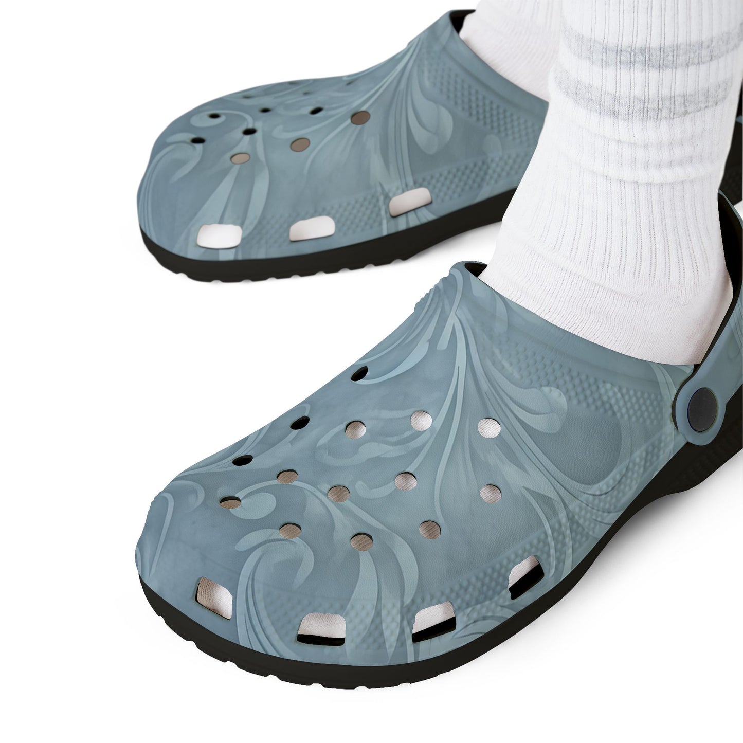 Blue Swirl EVA Foam Clogs — Comfortable Water-Friendly Slip-On Shoes