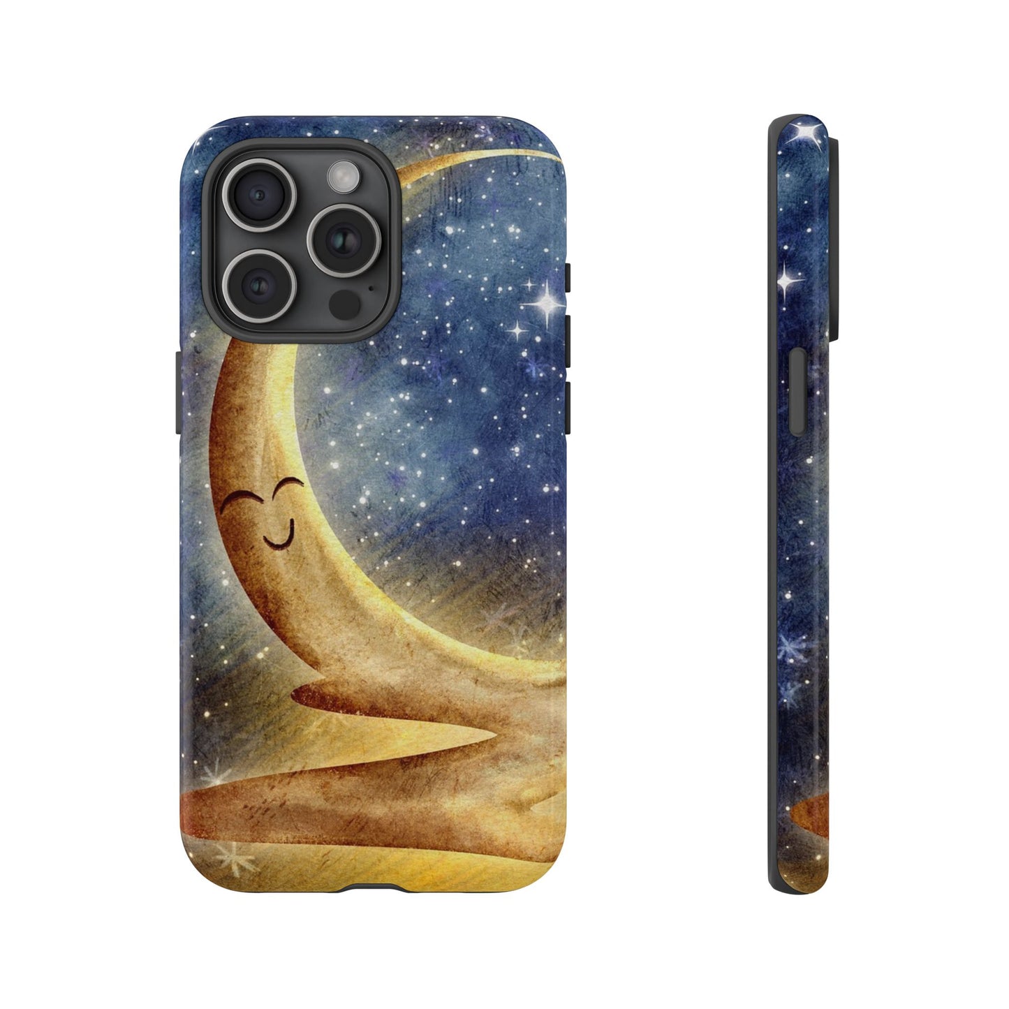 Moonlit Smile Phone Case — Starry Night Crescent Moon iPhone Cover
