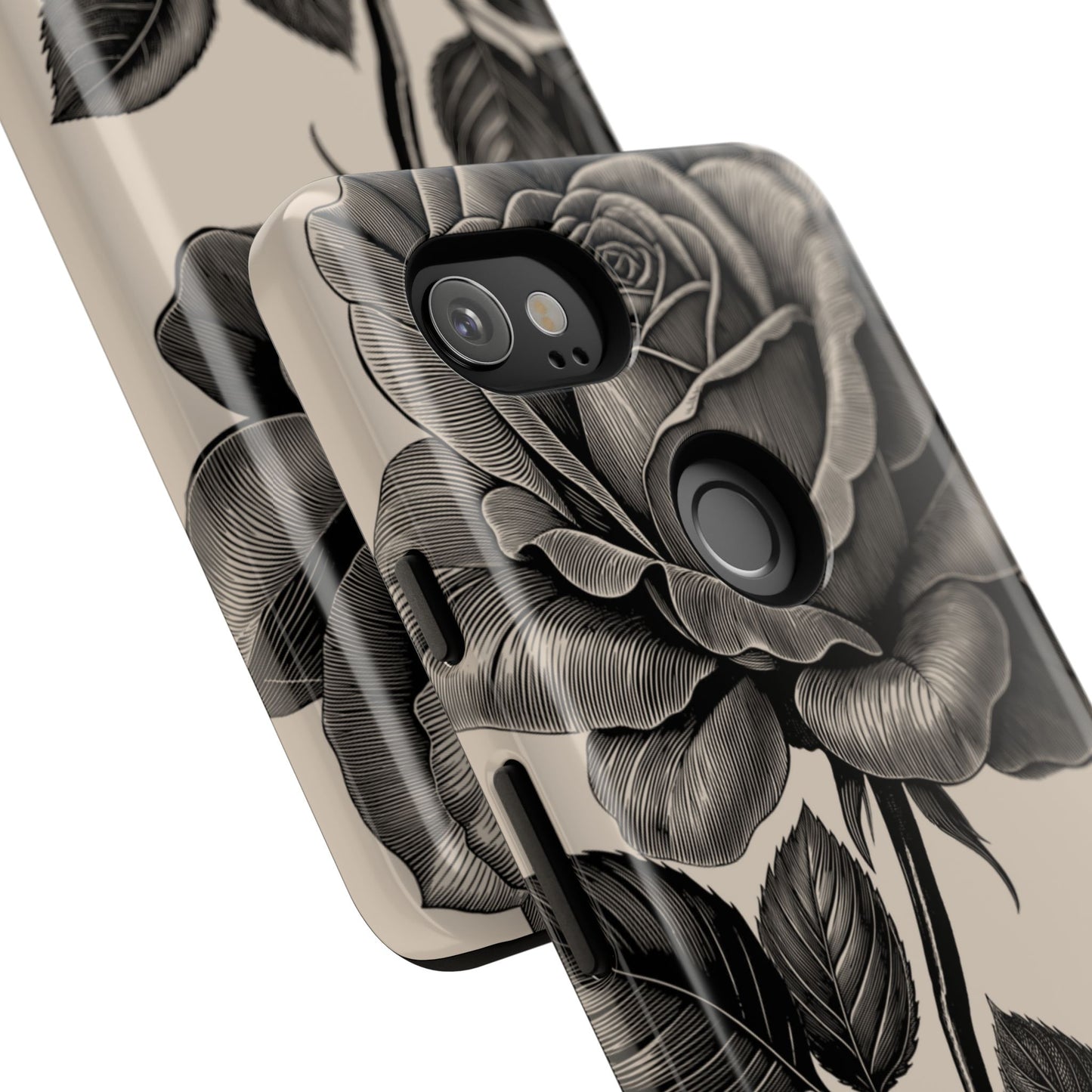 Black Rose Phone Case, Tough Cases with Floral Design, Elegant Tech Accessory, Gift for Flower Lovers, Stylish Protection
