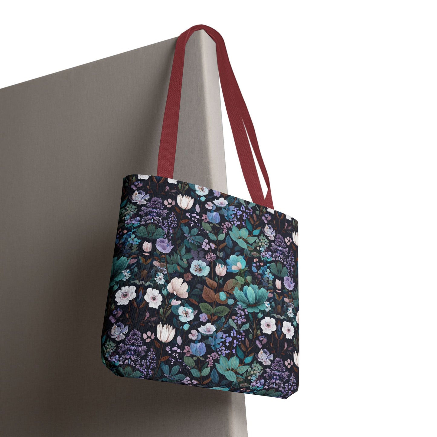 Floral Nightfall Tote Bag — Dark Botanical All-Over Print