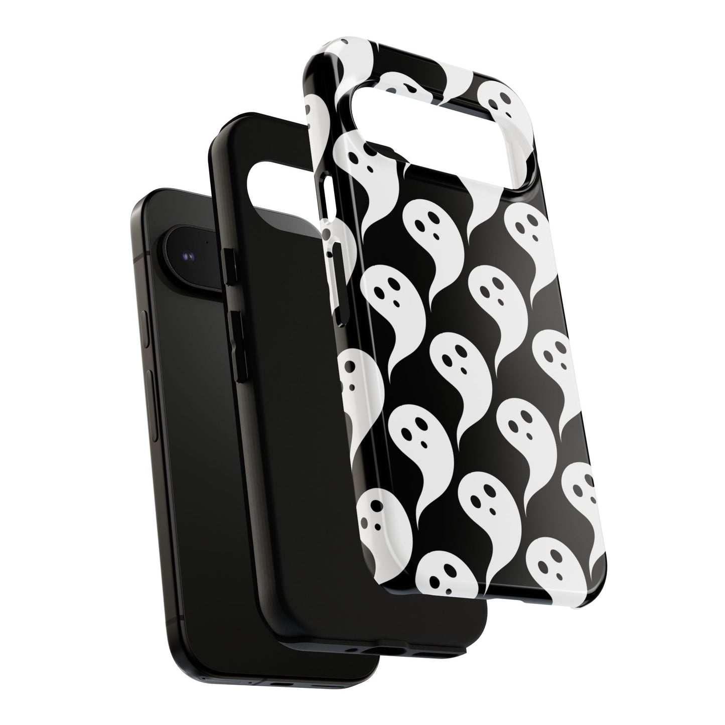 Ghost Pattern Phone Case, Cute Ghost Cell Phone Cover, Halloween Accessory, Spooky Gift, Black and White Phone Case
