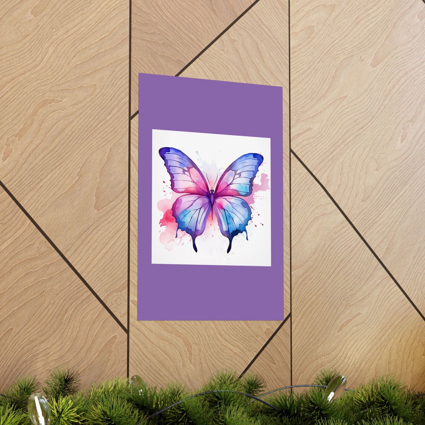 Butterfly Watercolor Matte Poster — Purple Vertical Art Print