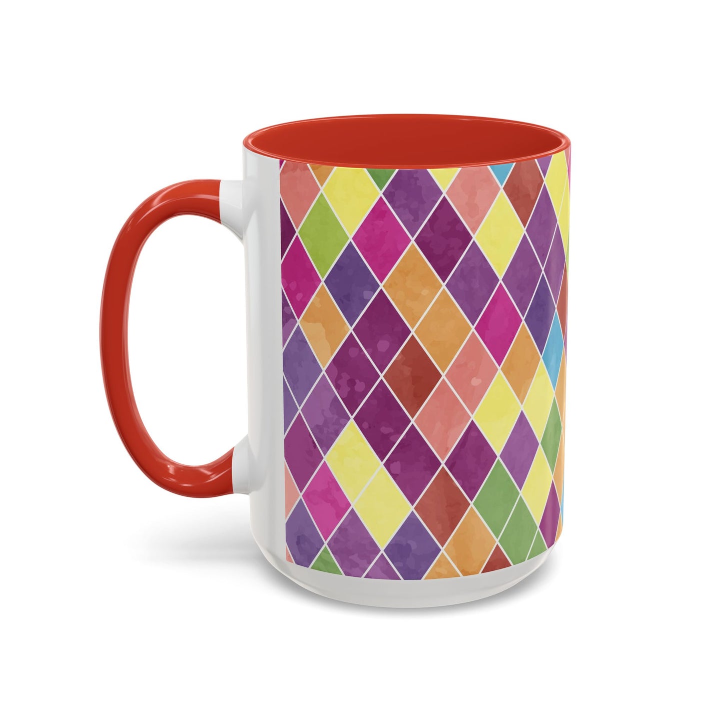 Colorful Diamond Pattern Coffee Mug, Coffee Lover Gift, Bright Kitchen Decor, Artistic Mug, Vibrant Drinkware
