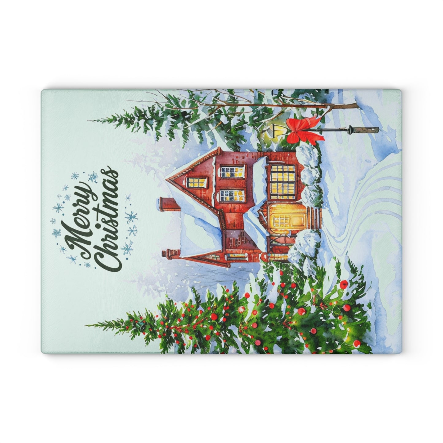 Christmas Glass Cutting Board - Festive Winter Home Design