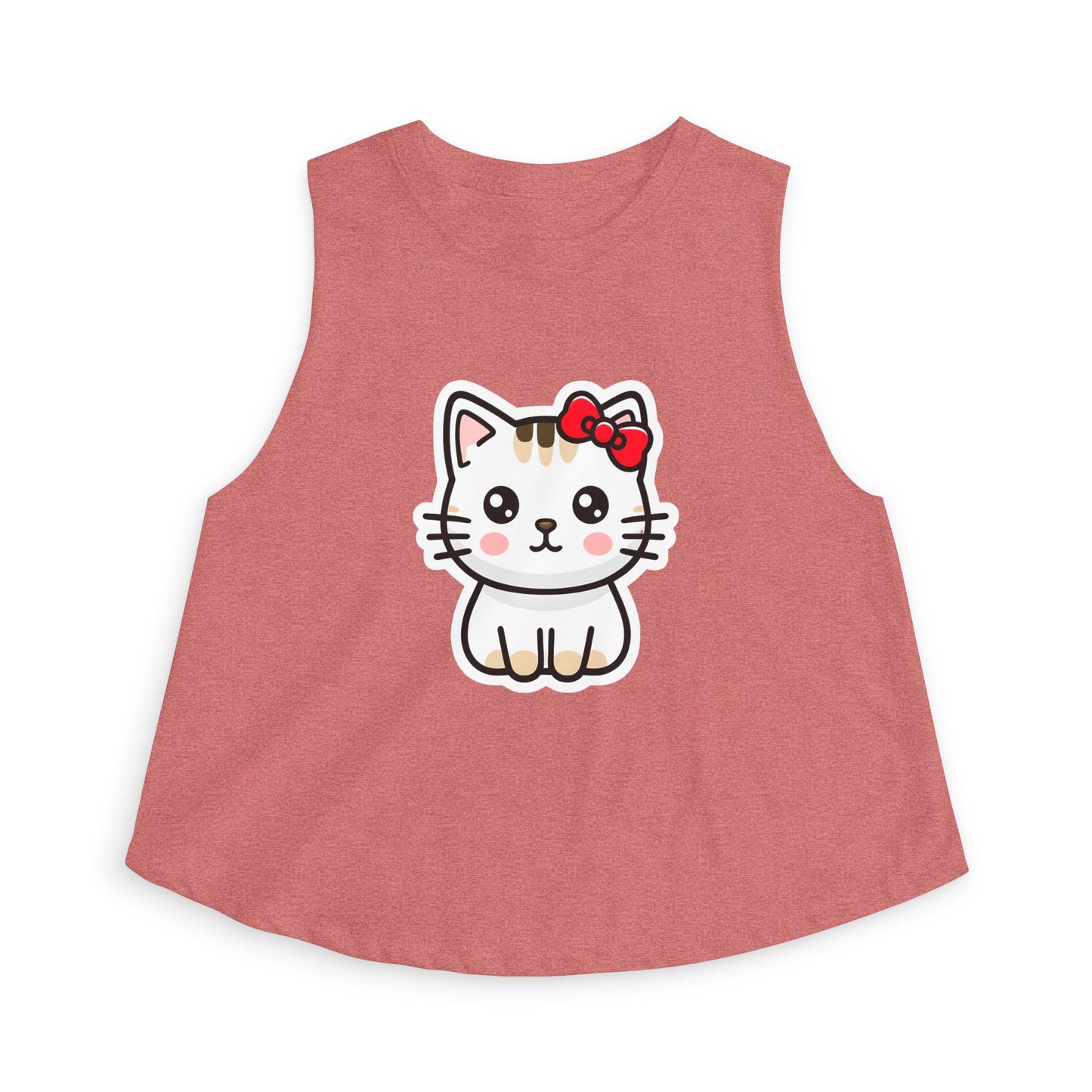 Kawaii Kitty Bow Crop Top — Cute Cat Graphic Women's Tank