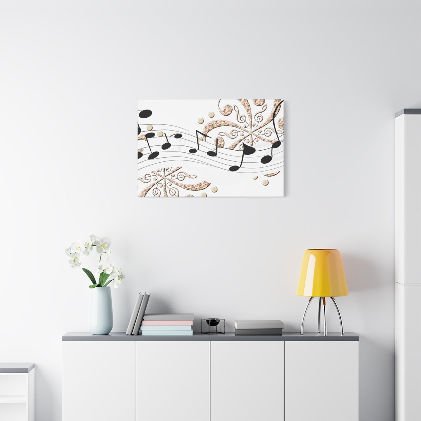 Musical Note Canvas Art, Floral Decor for Home, Music Lover Gift, Wall Art for Musicians, Unique Gift Idea