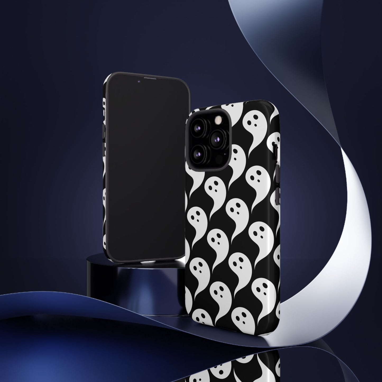 Ghost Pattern Phone Case, Cute Ghost Cell Phone Cover, Halloween Accessory, Spooky Gift, Black and White Phone Case