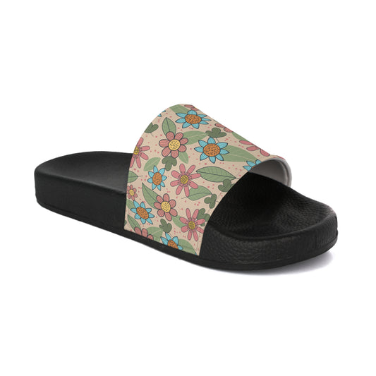 Floral Women's Slide Sandals, Summer Footwear, Beach Slides, Comfortable Slip-Ons, Gift for Her