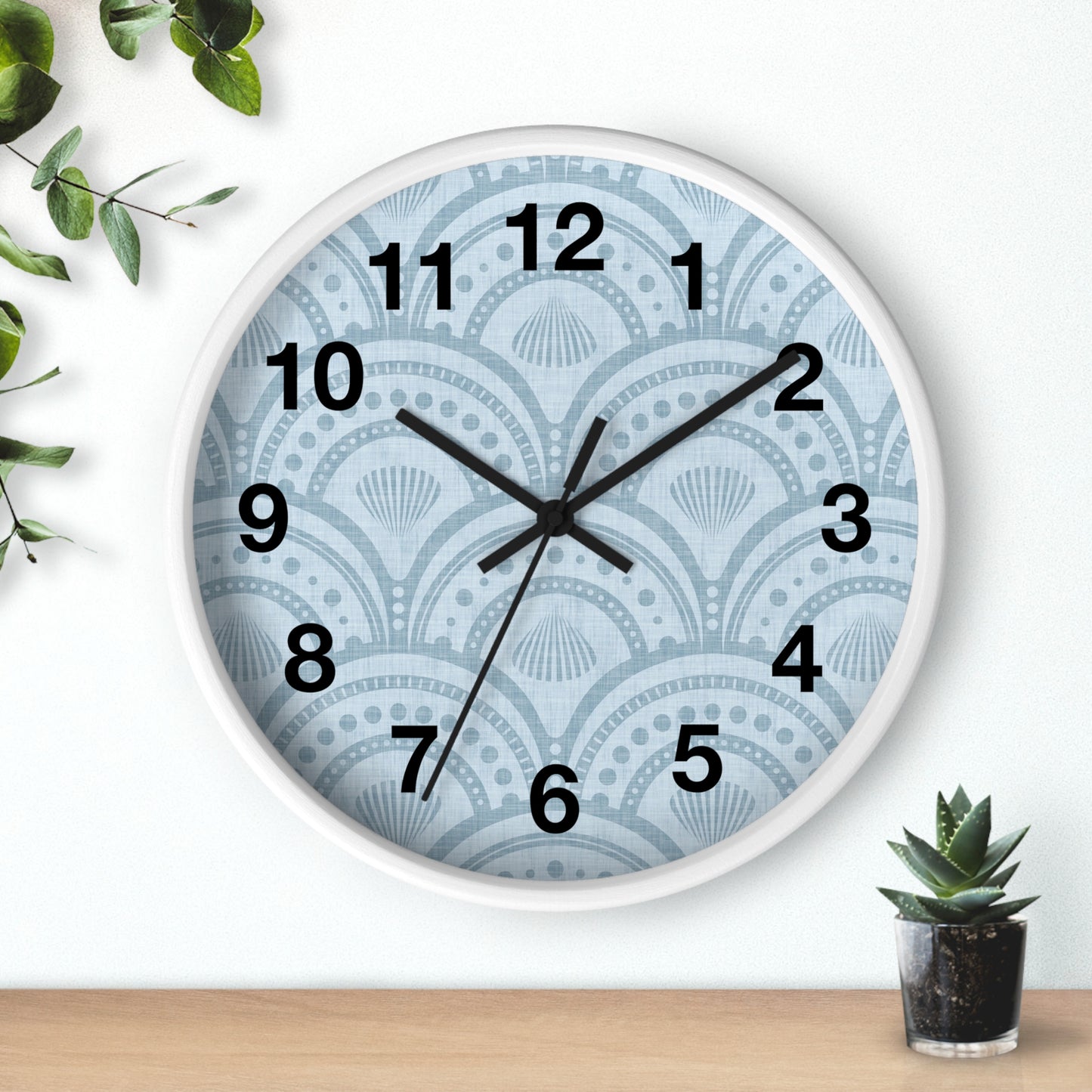 Coastal Blue Art Deco Wall Clock