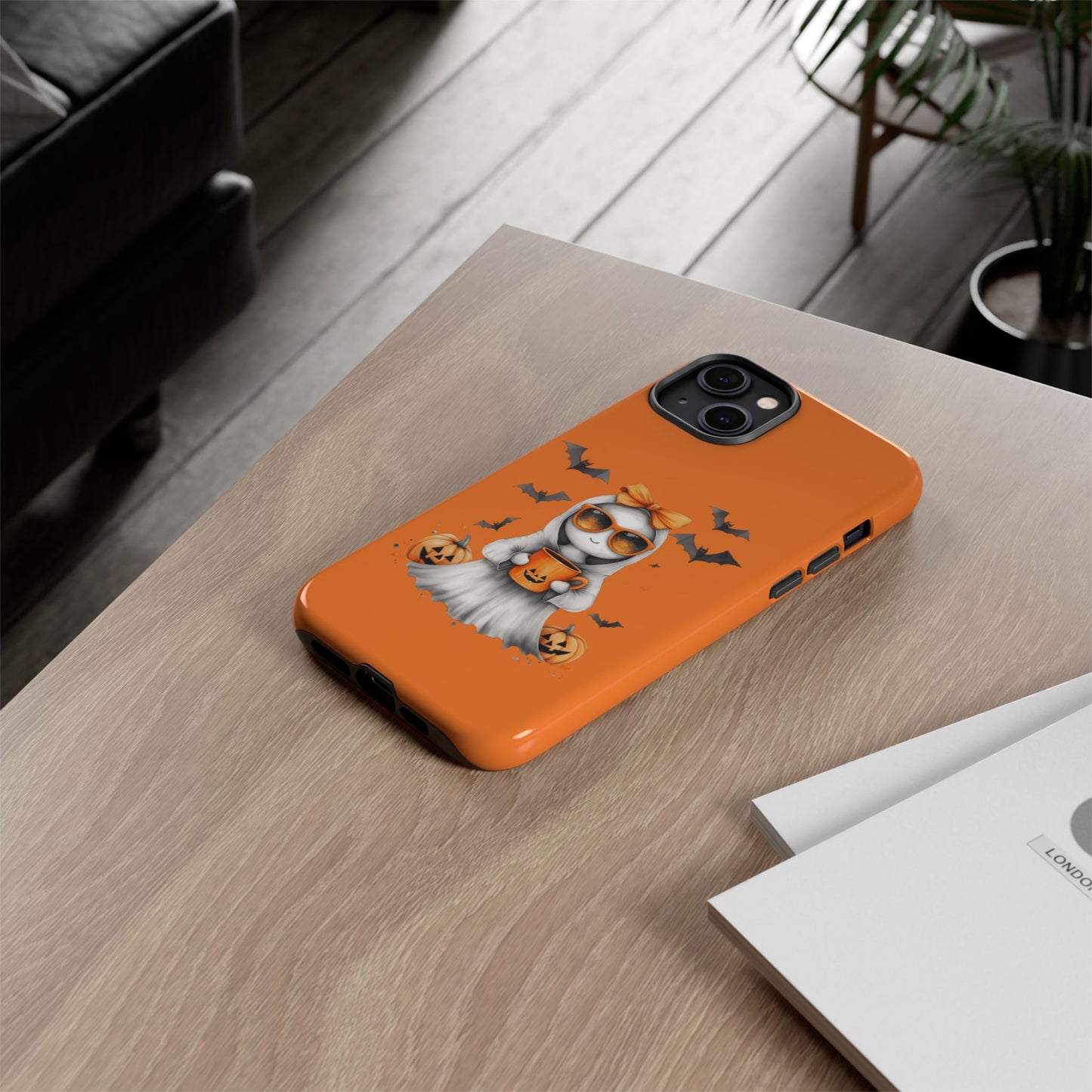 Halloween Ghost Phone Case, Cute Cat Ghost Case, Autumn Phone Cover, Spooky Season Gift, Trick or Treat Case