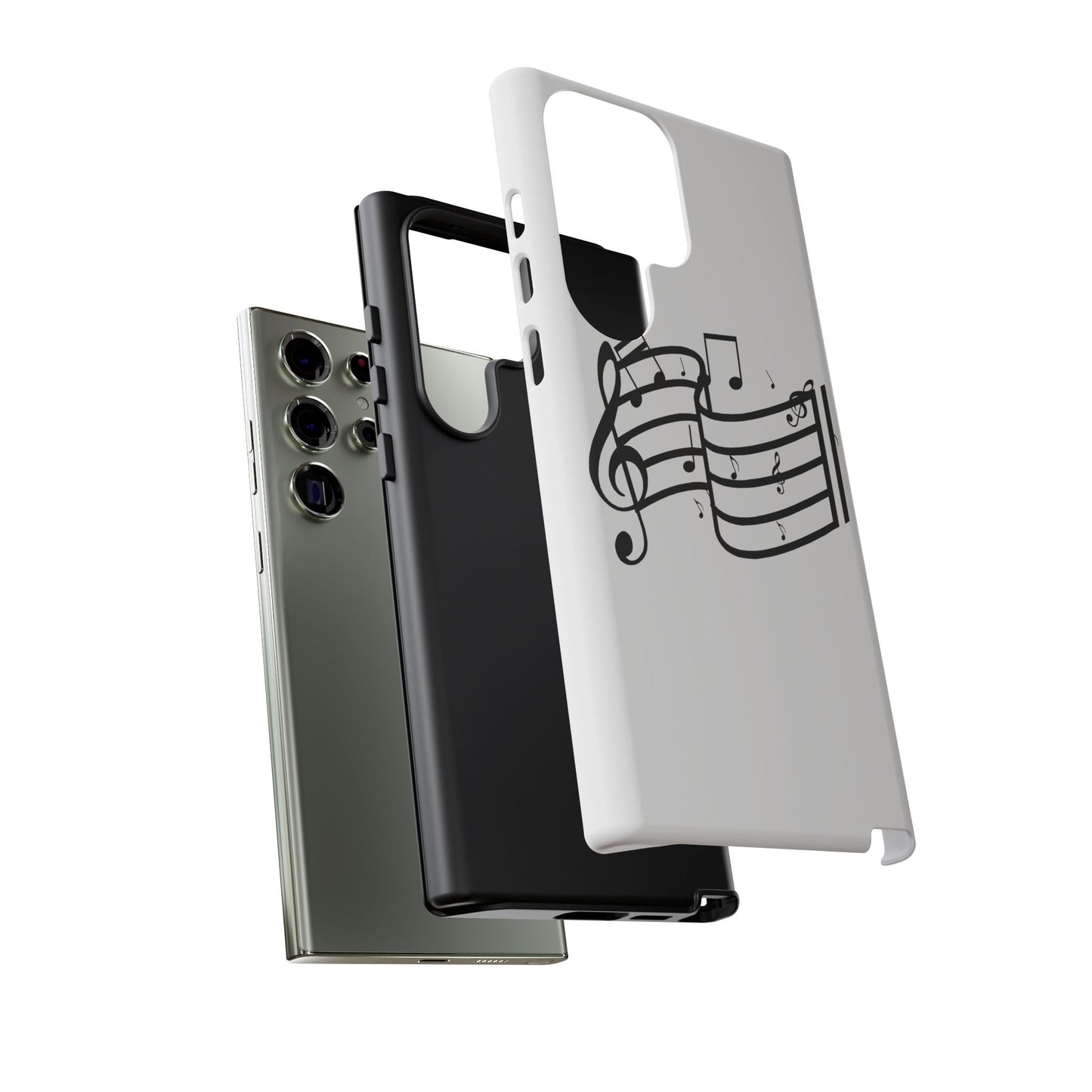 Musical Notes Phone Case — Black Treble Clef Music Staff Tough Case