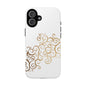 Elegant Floral Phone Case, Tough Cases, Gold Swirls, Stylish Protection, Trendy Gift, Chic Accessory