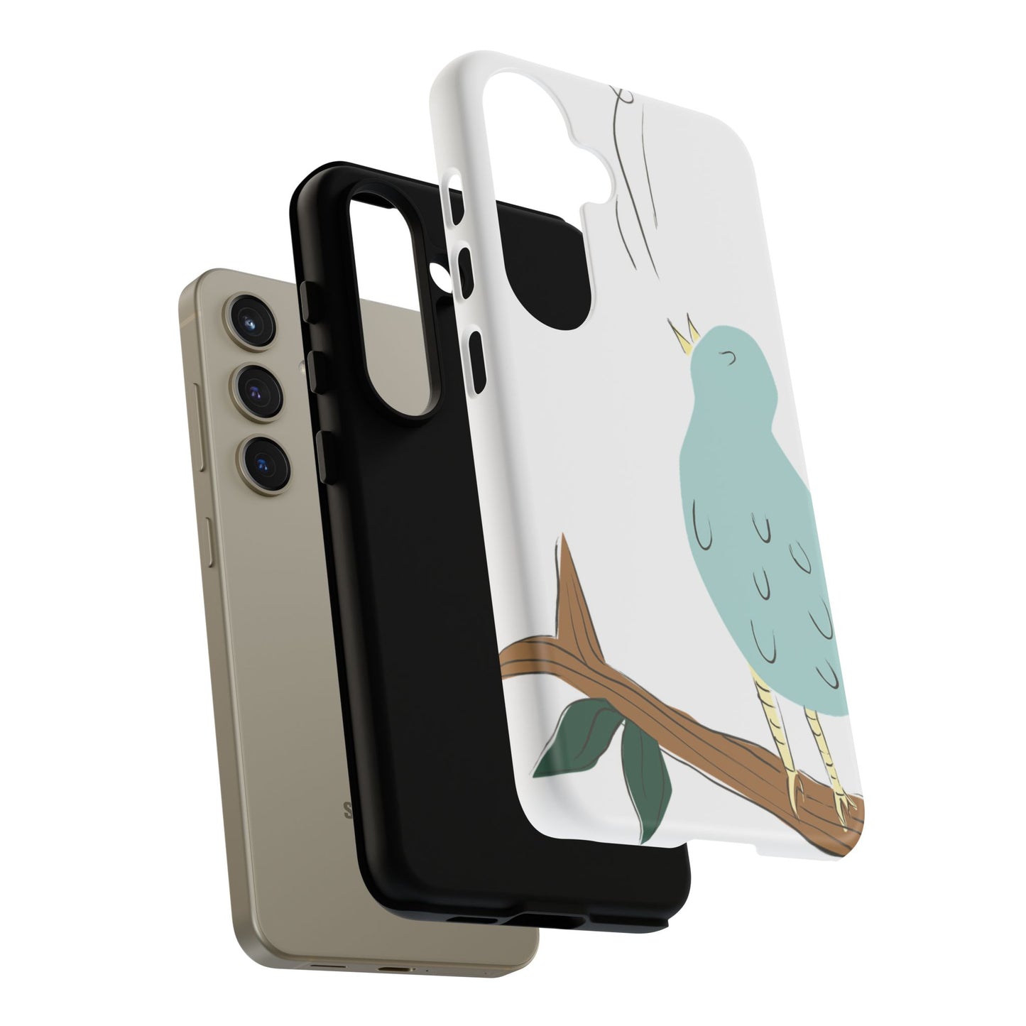 Birdsong Phone Case — Cute Blue Bird on Branch Protective Case