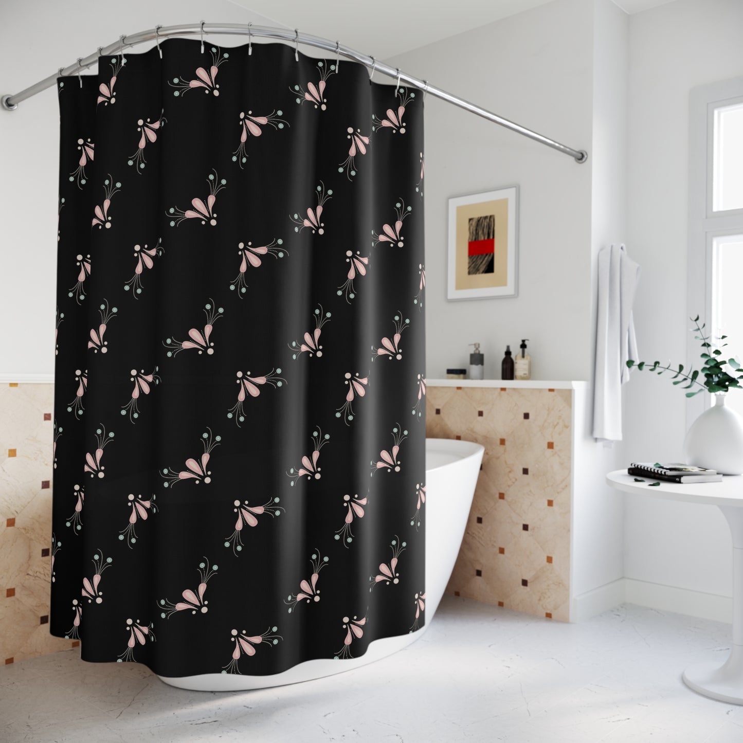 Elegant Floral Shower Curtain, Boho Bathroom Decor, Modern Home Accessory, Unique Gift for Housewarming, Stylish Privacy Solution