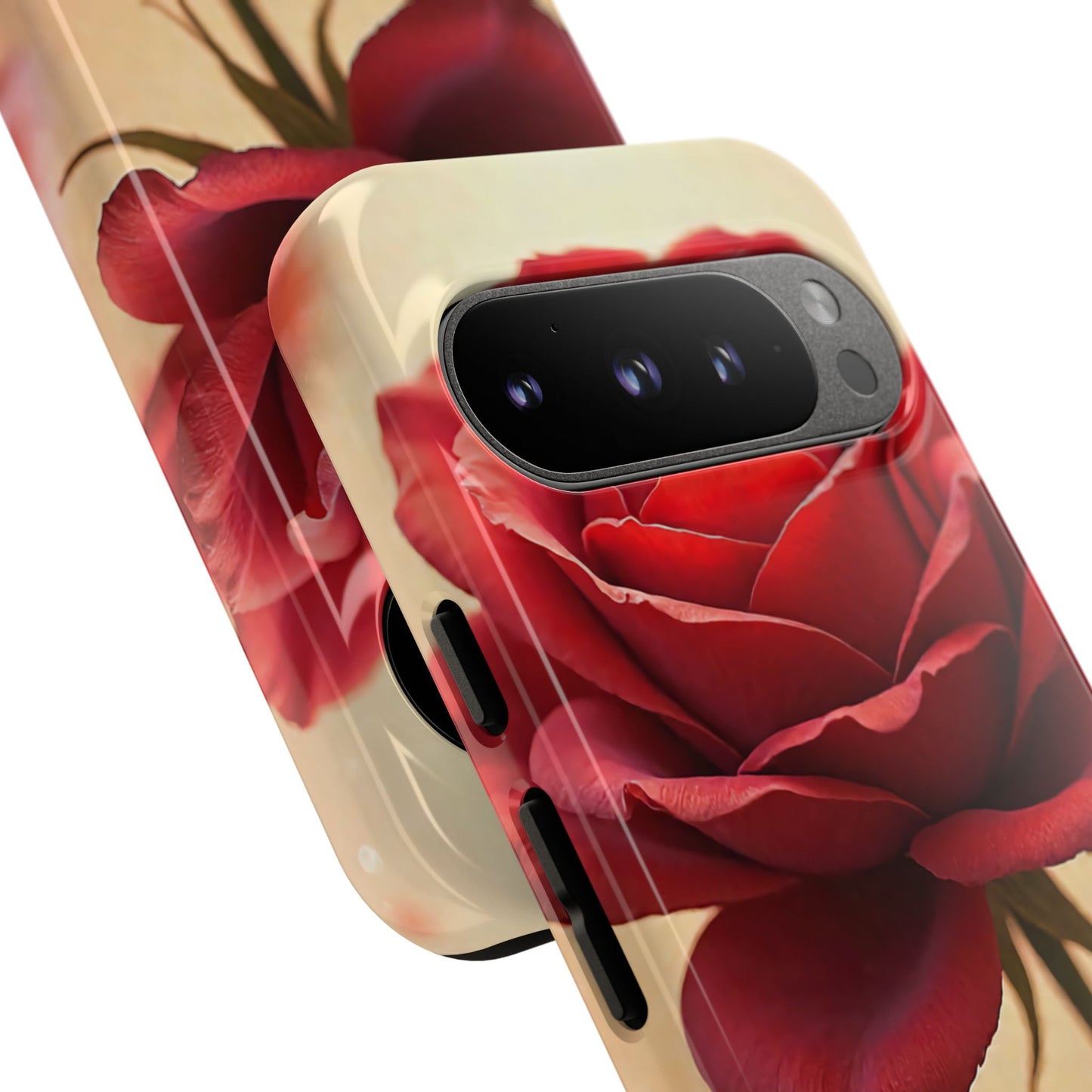 Floral Phone Case with Red Rose Design, Tough Phone Cover, Flower Print, Gift for Her, Stylish Accessory, Floral Aesthetic
