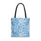 Blue Watercolor Floral Tote Bag — Reusable Flower Pattern Shopper