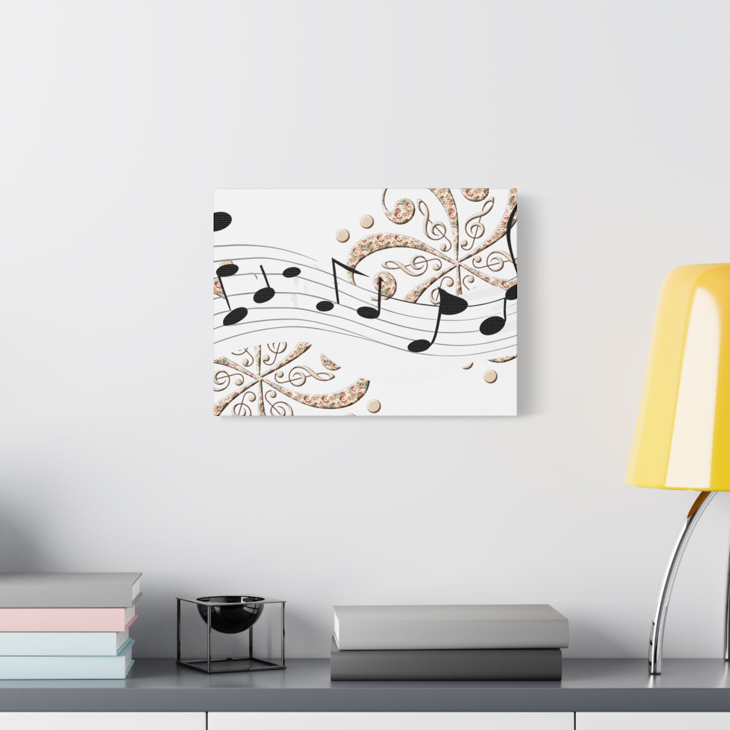 Musical Note Canvas Art, Floral Decor for Home, Music Lover Gift, Wall Art for Musicians, Unique Gift Idea