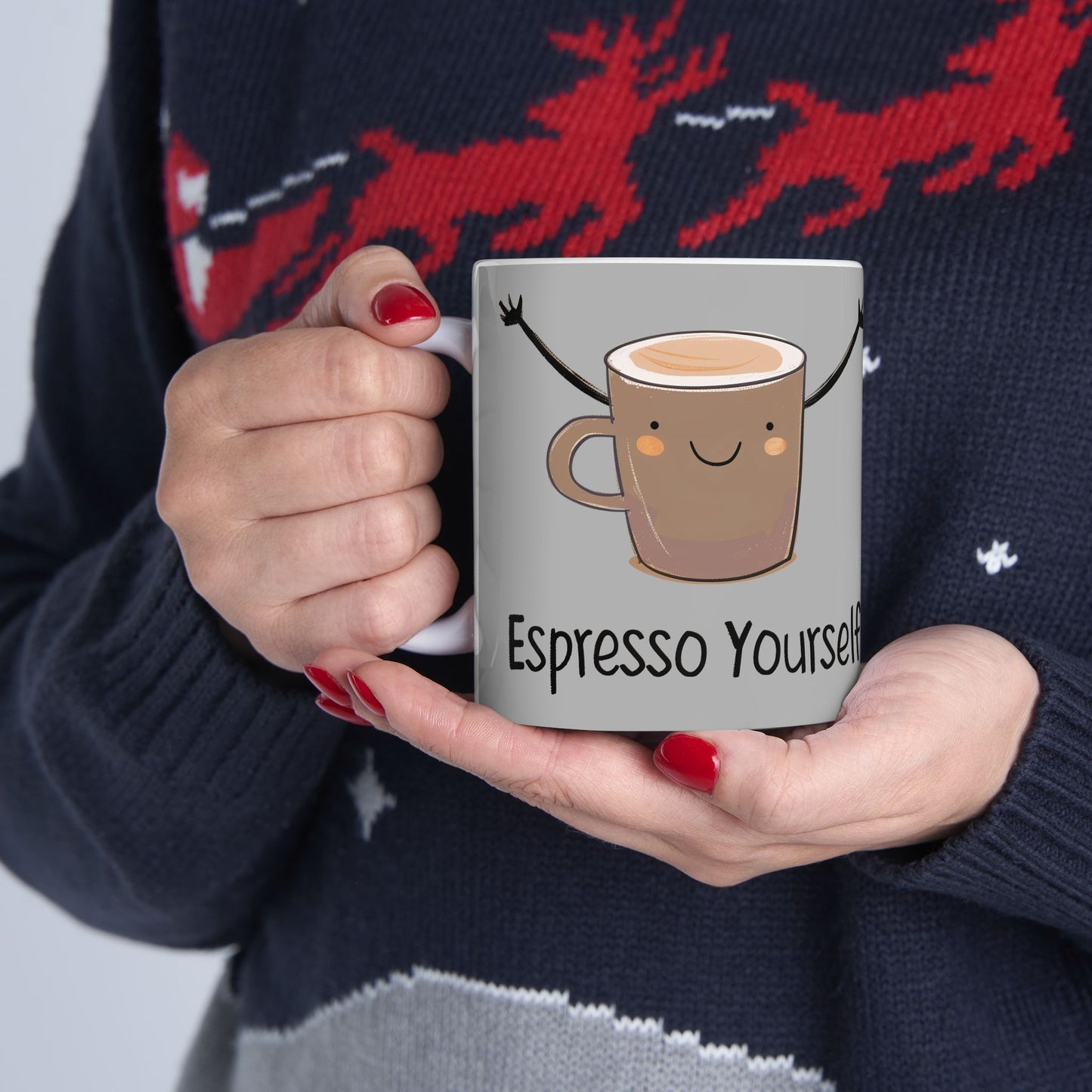 Espresso Yourself Funny Coffee Mug — Cute High-Five Coffee Cups (11oz & 15oz)