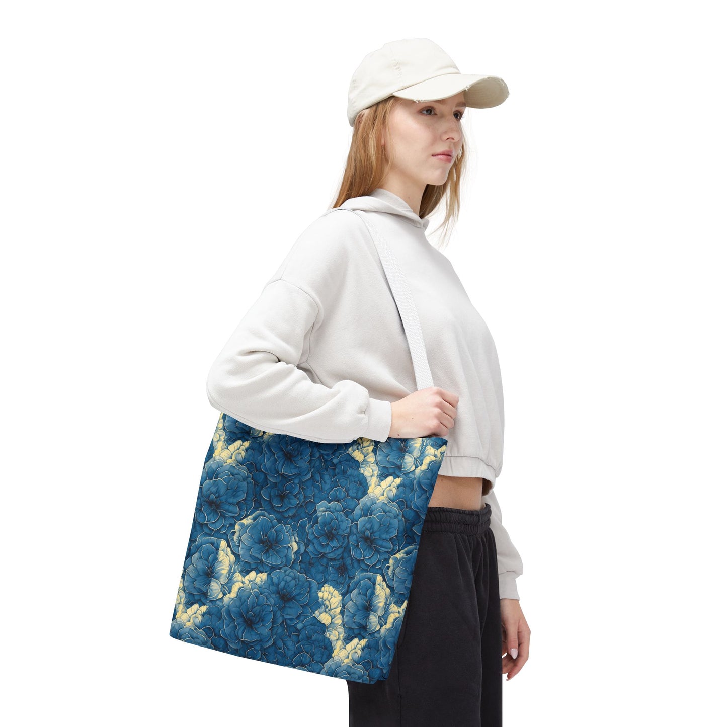 Floral Blue Peony Tote