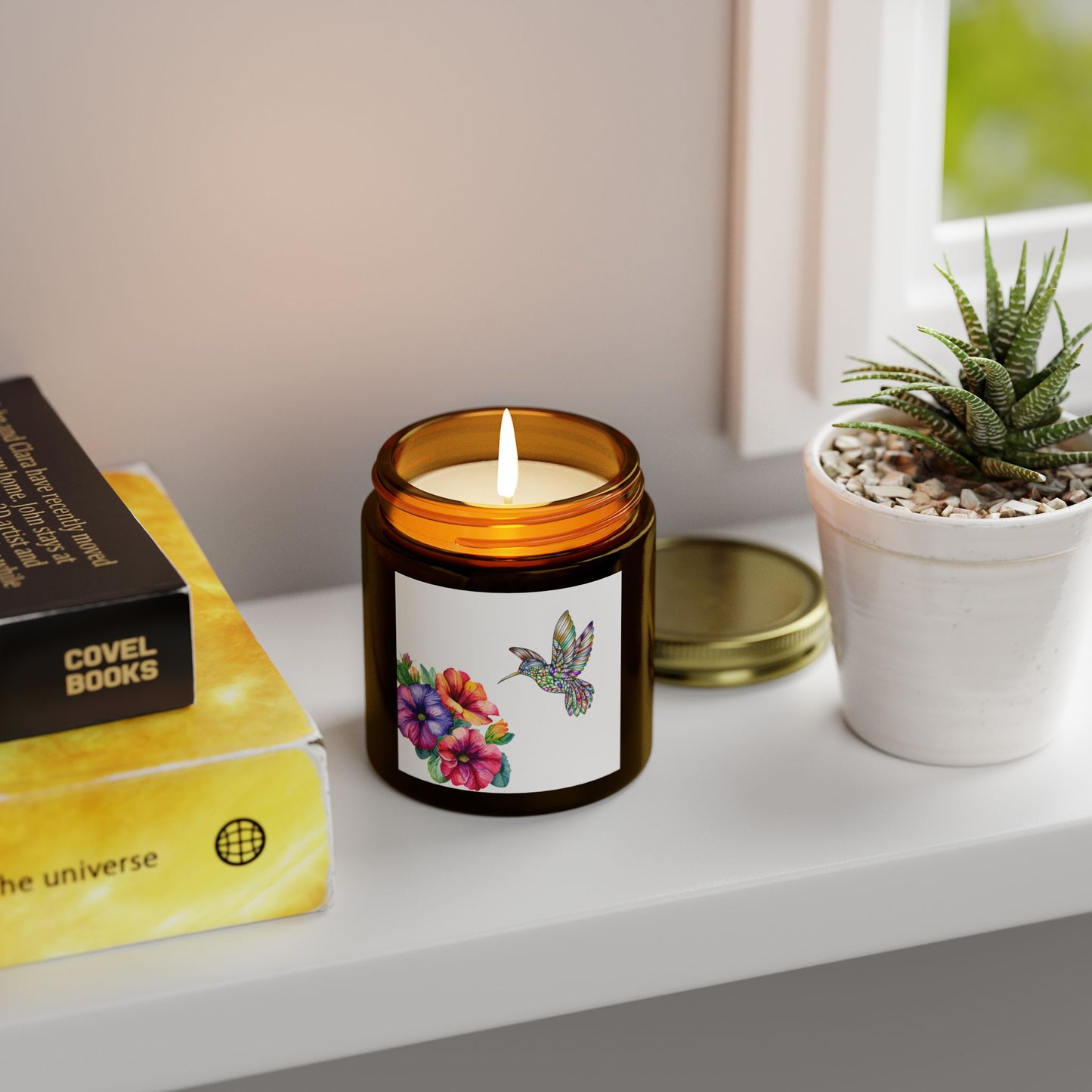 Scented Candles - Tropical Essence, Floral & Hummingbird Design, Relaxation Gift, Home Decor, Aromatherapy