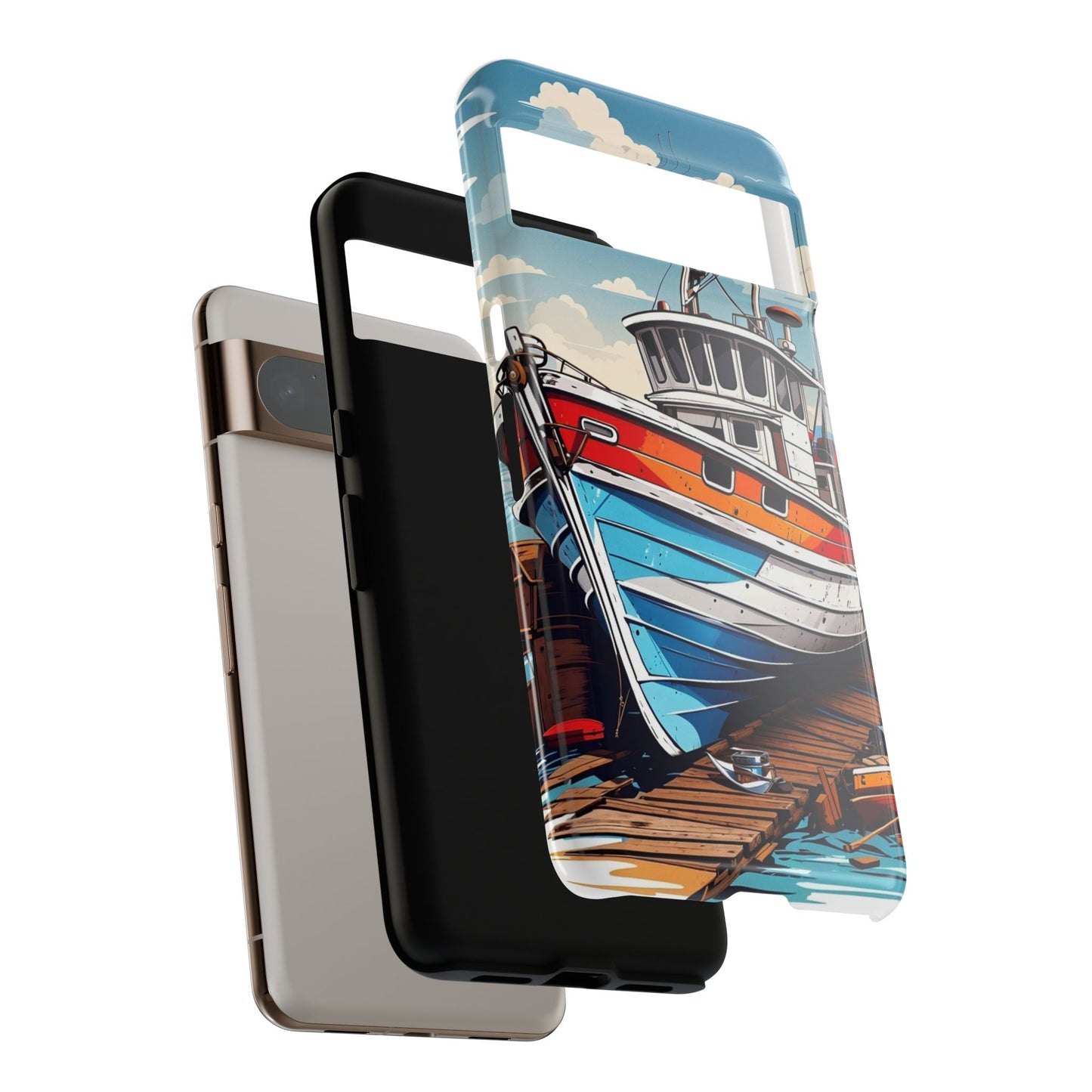 Colorful Fishing Boat Phone Case | Nautical Gift, Marine Design, Coastal Aesthetic, Summer Vibes, Sea Lover's Accessory