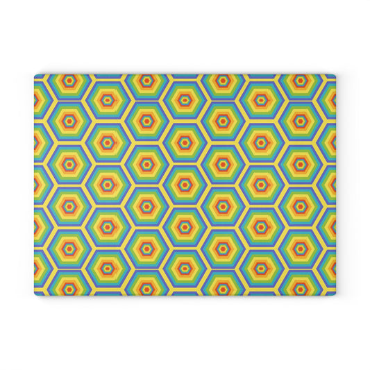 Bright Honeycomb Glass Cutting Board, Kitchen Decor, Unique Gift, Eco-Friendly, Housewarming, Colorful Cookware