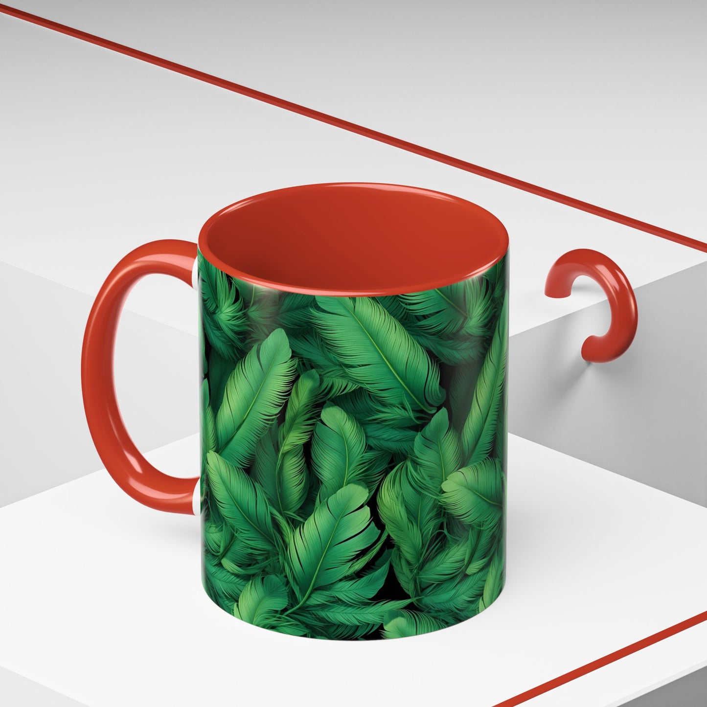 Tropical Leaf Coffee Mug - Green Botanical Drinkware, Ideal Gift for Nature Lovers, Home Decor, Tropical Theme, Eco-Friendly Beverage