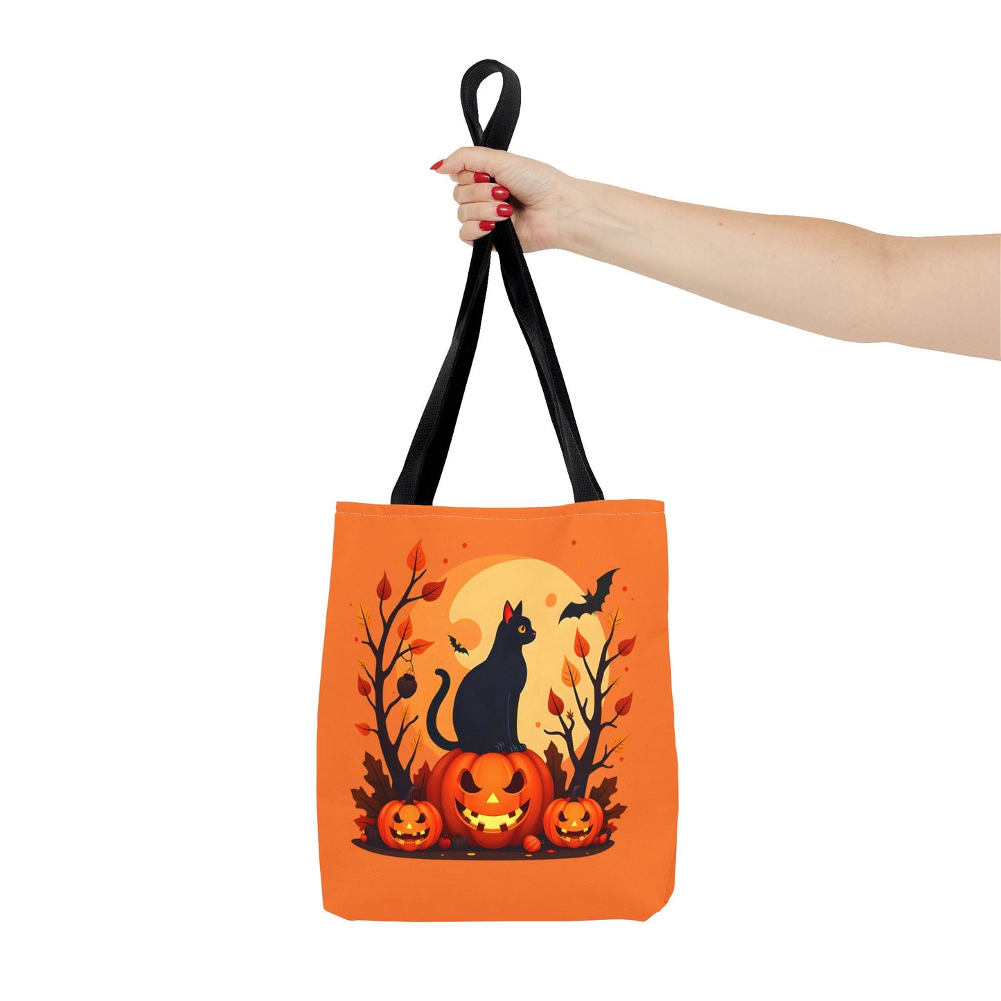 Halloween Cat Tote Bag | Spooky Halloween Accessory, Trick or Treat, Gift for Cat Lovers, Fall Fashion Must-Have, Pumpkin Decor