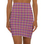 Pink Plaid Mid-Waist Pencil Skirt — Classic Tartan Print