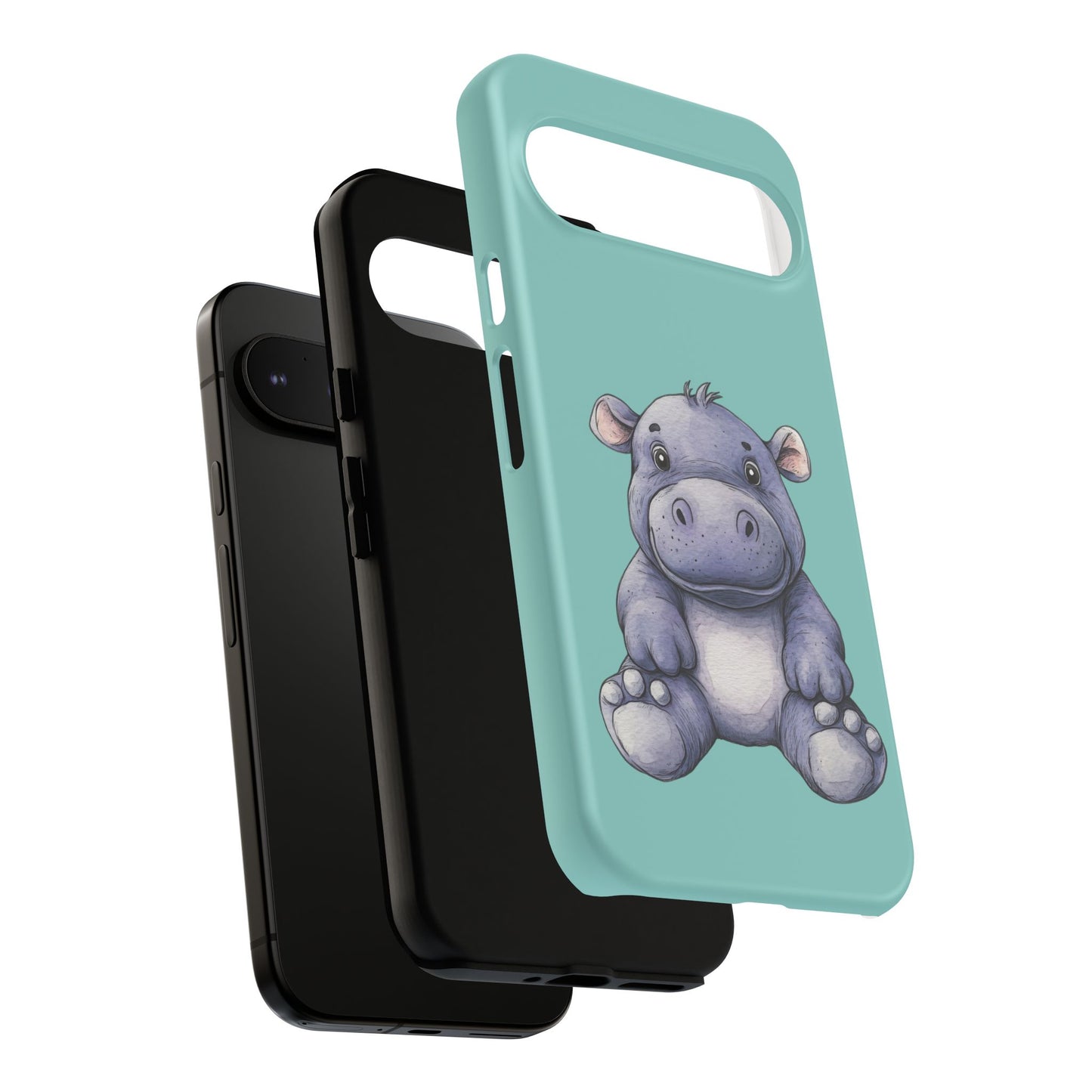 Cute Hippo Phone Case, Tough Phone Cover, Fun Animal Case, Gift for Kids, Cute Decor, Birthday Present