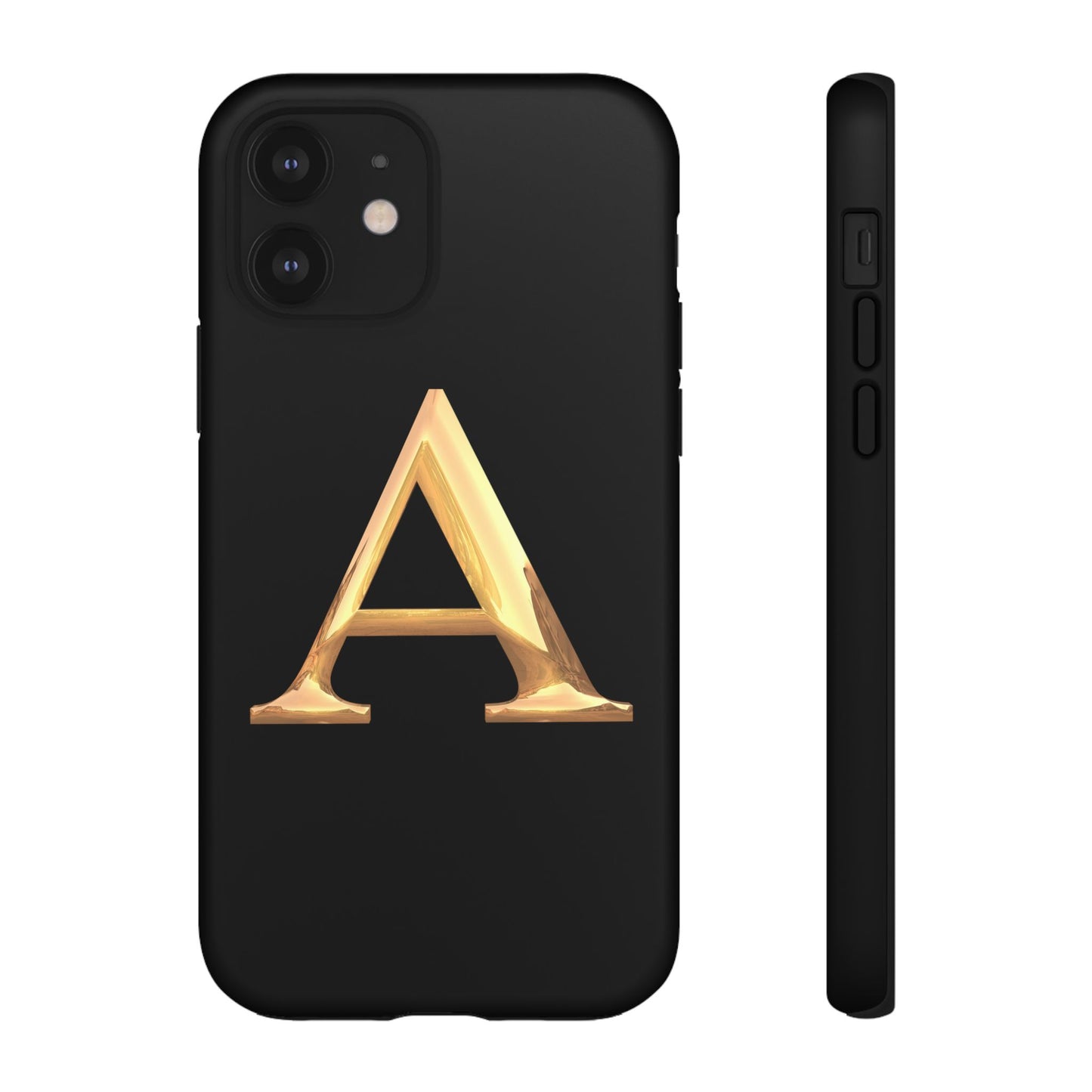 Custom Phone Case with Gold Letter A, Monogrammed Gift, Tough Protective Case, Personalized Phone Accessory, Unique Phone Cover
