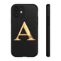 Custom Phone Case with Gold Letter A, Monogrammed Gift, Tough Protective Case, Personalized Phone Accessory, Unique Phone Cover