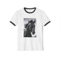 Horse Portrait Ringer T-Shirt — Black Stallion Graphic Tee for Equestrian Lovers