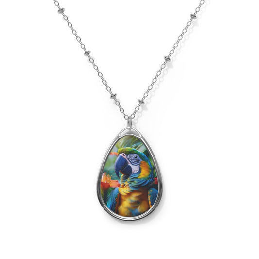 Vibrant Oval Necklace - Nature-Inspired Jewelry, Gift for Bird Lovers, Boho Accessories, Unique Pendant for All Occasions