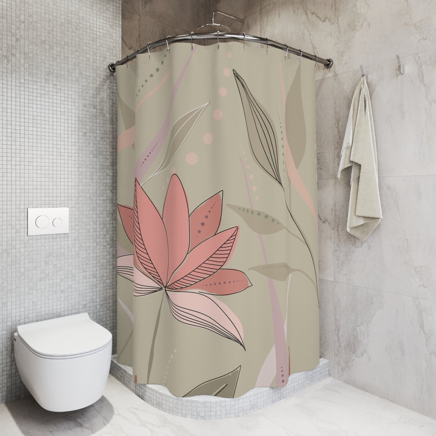 Botanical Shower Curtain, Floral Bathroom Decor, Modern Home Accessory, Nature-Inspired Gift, Spring Vibes, Relaxing Atmosphere
