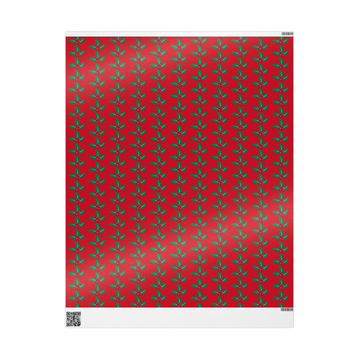 Festive Wrapping Paper Roll | Holiday Gift Wrap | Christmas Gift Wrap | Red Holly Design | Eco-Friendly Gift Wrap