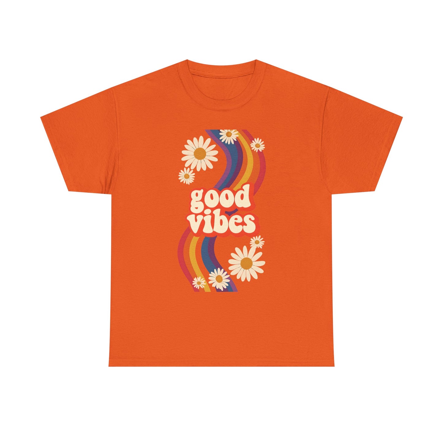 Good Vibes Unisex Heavy Cotton Tee, Retro Graphic T-Shirt, Feel Good Apparel, Summer Outfit, Casual Gift for Friends