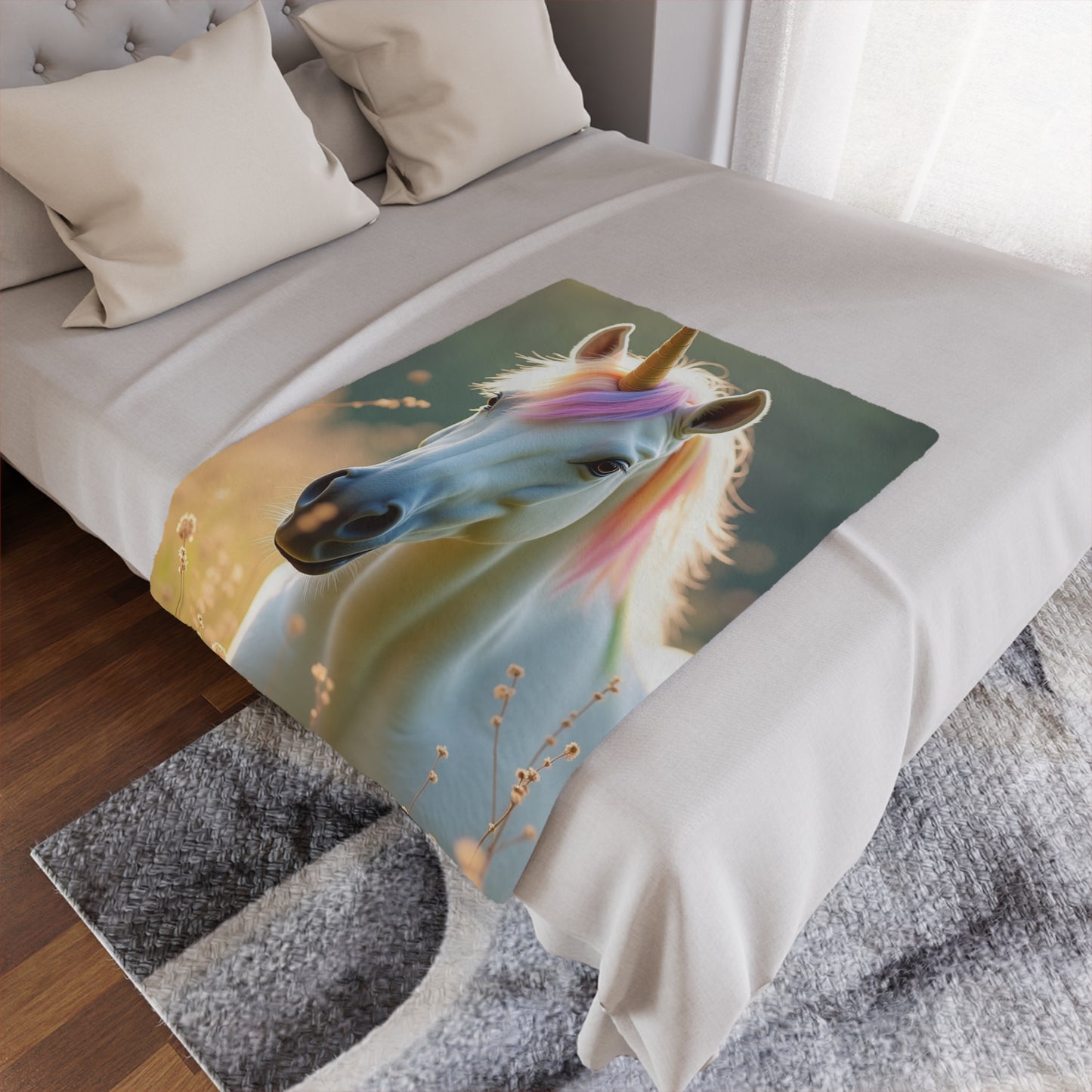 Unicorn Minky Blanket – Soft Rainbow-Maned Fantasy Throw for Kids & Gift