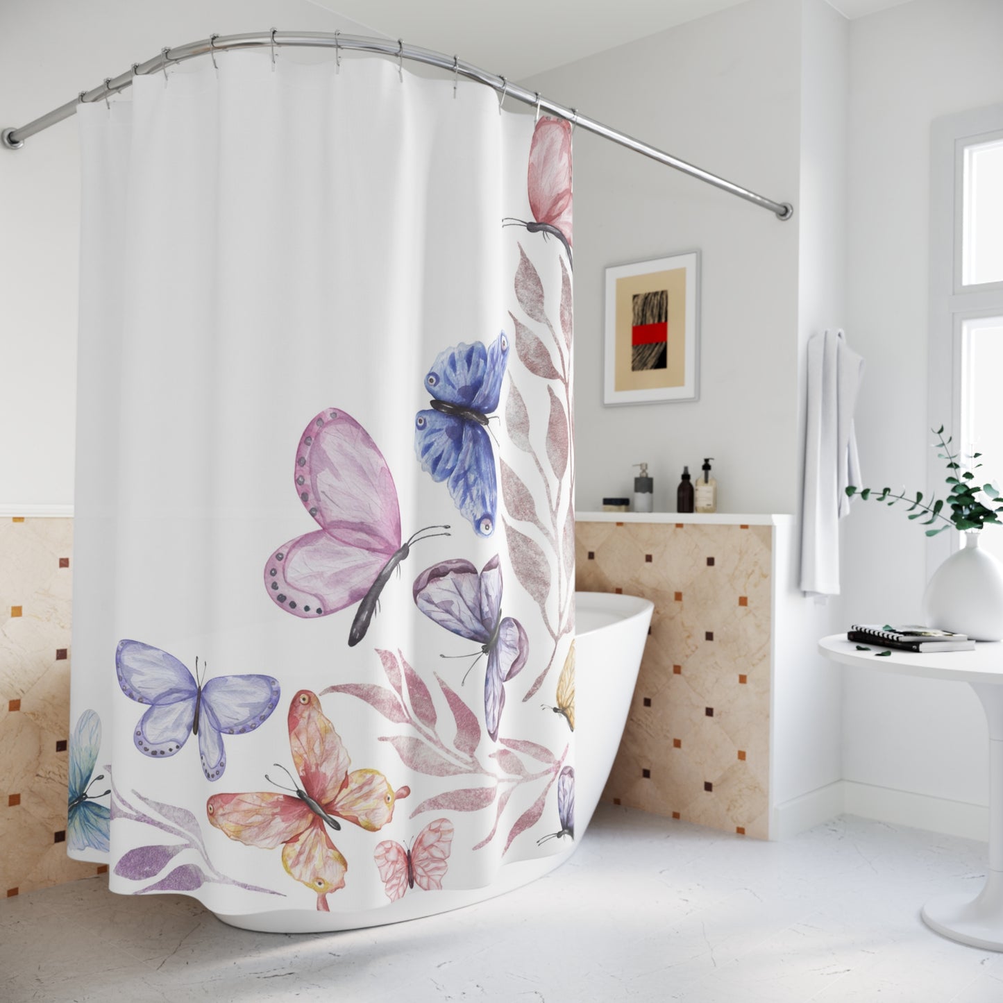Shower Curtains Wildflowers and butterflies
