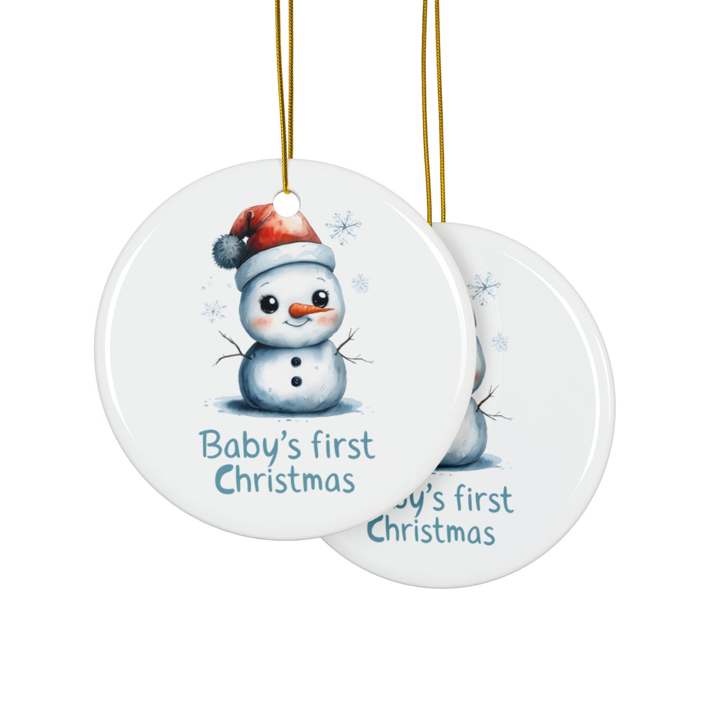 Baby's First Christmas Ceramic Ornaments, Custom Holiday Decor, Perfect for Gifts, Winter Memories, Keepsake Ornaments, Snowman Ornaments